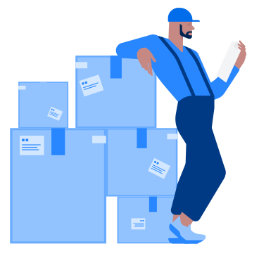 Man with boxes animated illustration in GIF, Lottie (JSON), AE