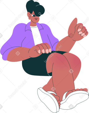 guy sitting with legs crossed Illustration in PNG, SVG