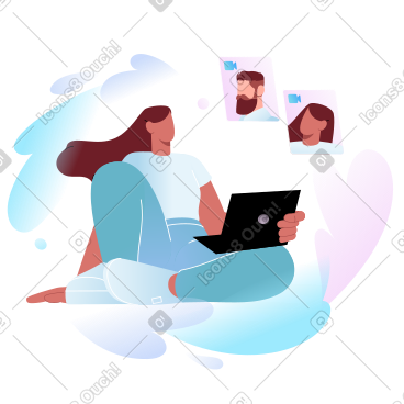 与同事参加 zoom 会议的女士 PNG, SVG