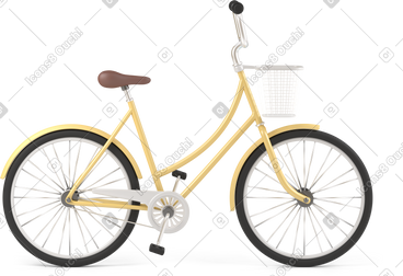 Side view of yellow city bike PNG, SVG