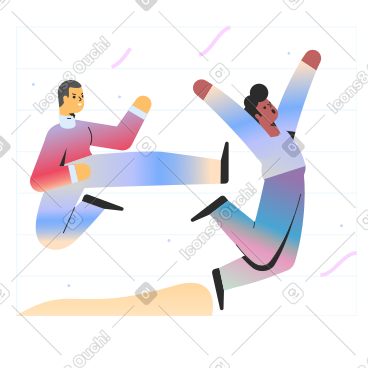 一名男子踢另一名男子的后背 PNG, SVG