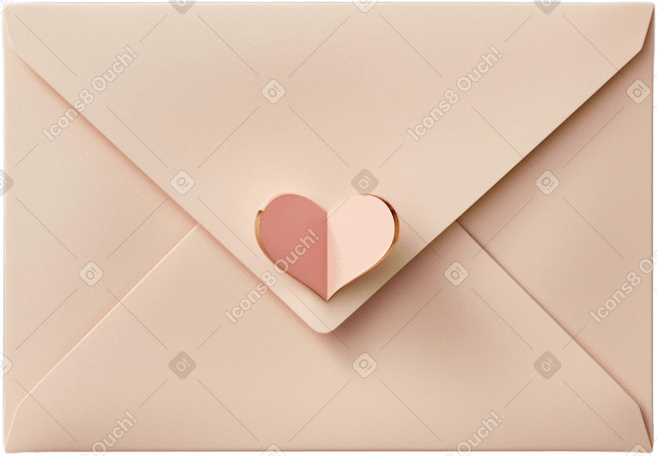beige envelope with heart PNG, SVG