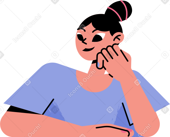 girl in a blue t-shirt Illustration in PNG, SVG