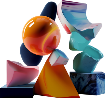 colorful abstract sculpture with floating shapes PNG, SVG
