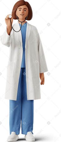 3D female doctor with stethoscope в PNG, SVG