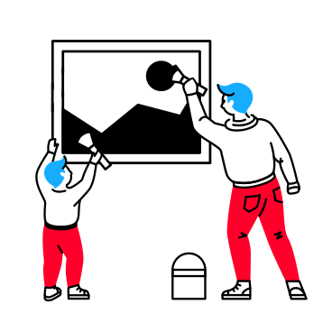 Father and son painting picture together PNG, SVG