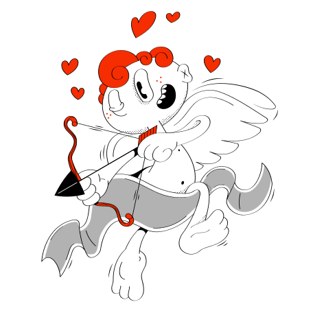 Cupid dressed in banner aiming with bow Illustration in PNG, SVG
