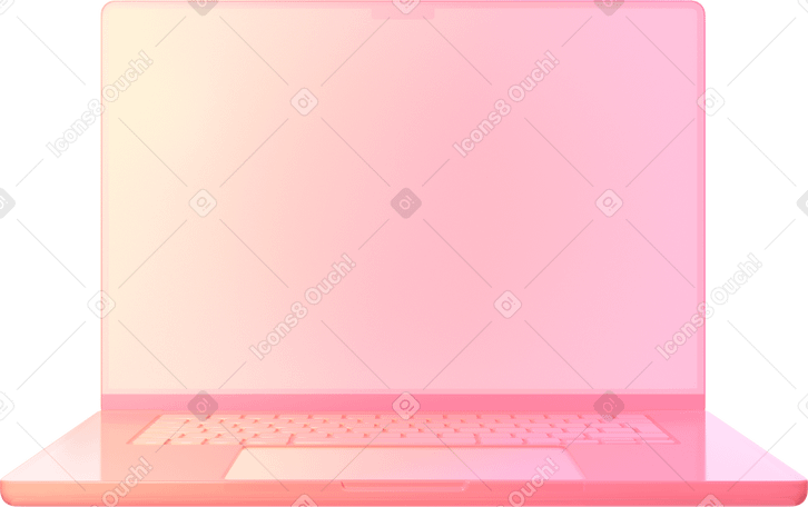 3D front view of gradient laptop PNG, SVG