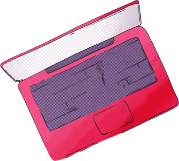 Pink laptop in the top view PNG、SVG