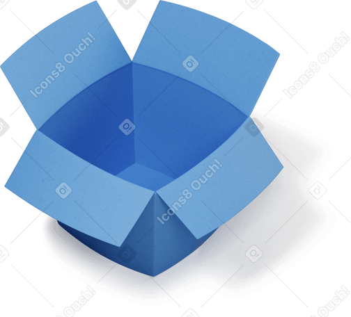 3D Top view of blue opened box Illustration in PNG, SVG