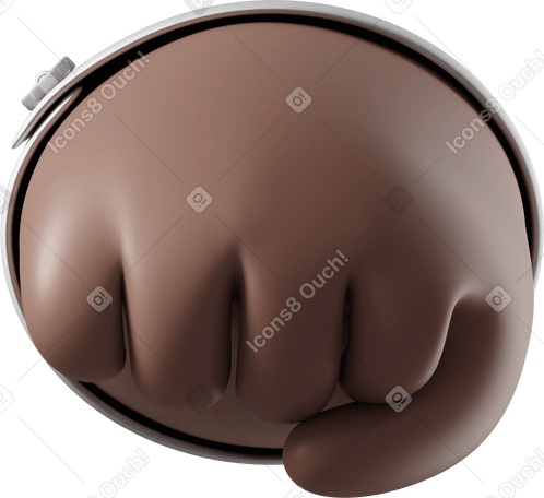 3D Vue de face du poing d'une main de peau brune PNG, SVG