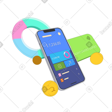 E-wallet and personal finance management animated illustration in GIF, Lottie (JSON), AE