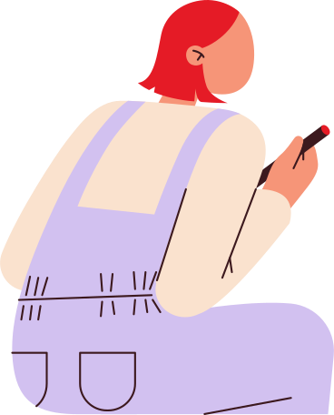 girl sitting and holding a pen PNG, SVG