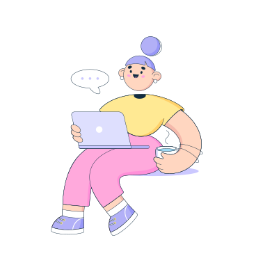 Illustrazione animata Donna che lavora a distanza al computer portatile in GIF, Lottie (JSON), AE