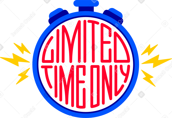 lettering limited time only in stopwatch Illustration in PNG, SVG