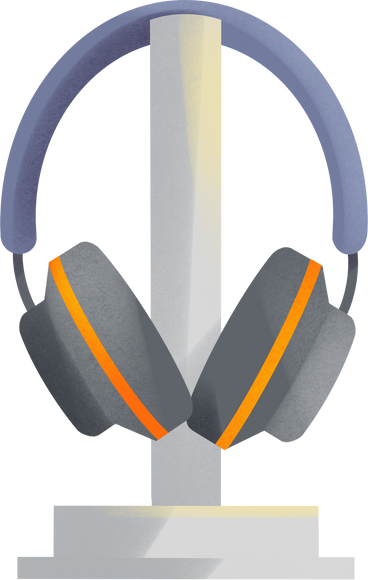 gaming headphones on stand PNG, SVG