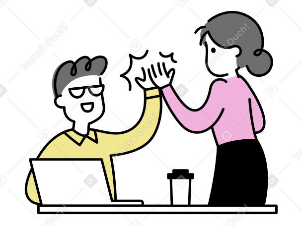 Homem e mulher dando um ao outro um high five para comemorar o sucesso PNG, SVG