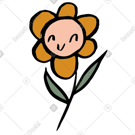 带着笑脸的花 PNG, SVG