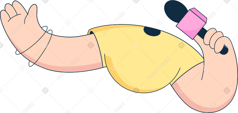 body in yellow t-shirt with microphone Illustration in PNG, SVG