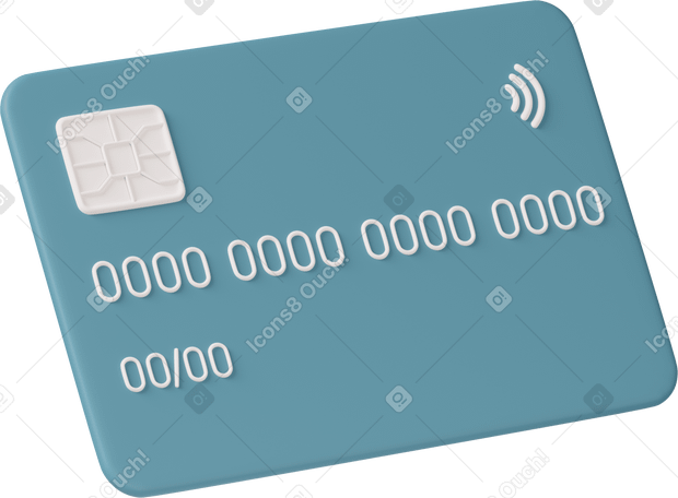 3D blue credit card PNG, SVG