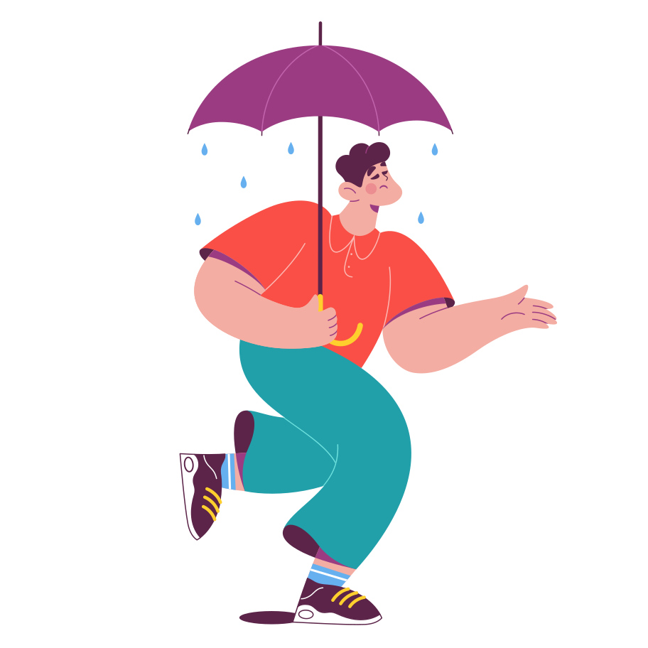 Man with an umbrella is experiencing mental health problems Illustration in PNG, SVG