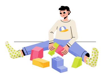 Boy playing with blocks PNG, SVG