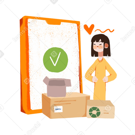 girl received her order from an online store в PNG, SVG