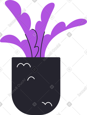 大黑锅里的紫色植物 PNG, SVG