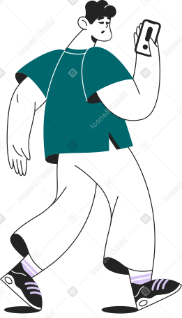 man with phone in hand Illustration in PNG, SVG