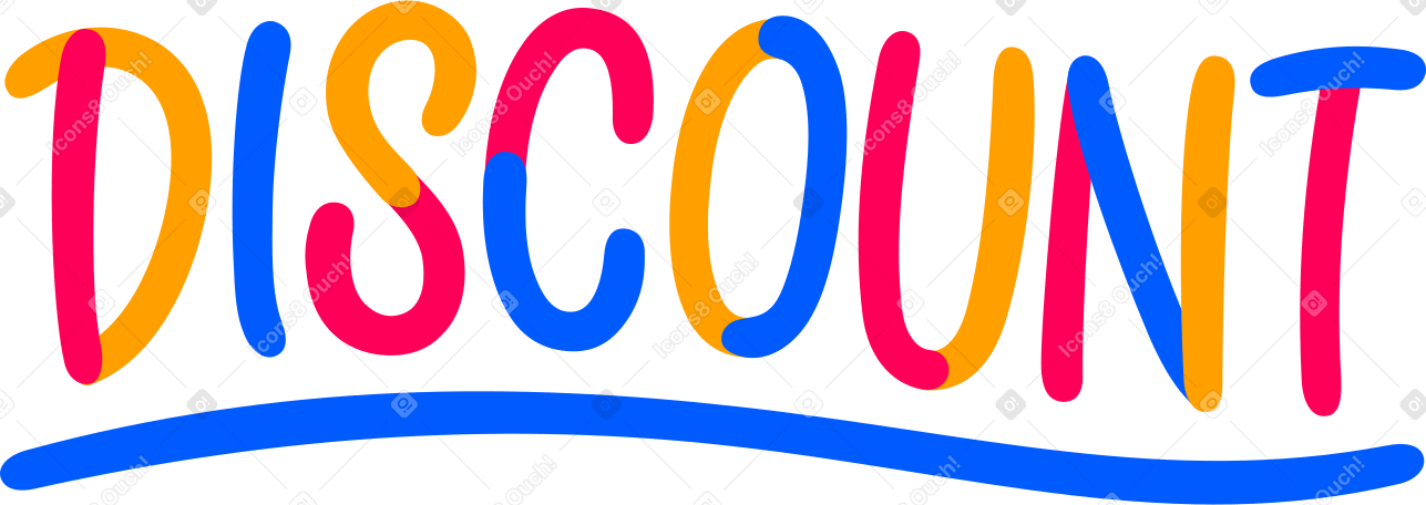 lettering discount multicolor Illustration in PNG, SVG