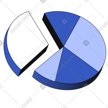 Pie chart with white part PNG, SVG