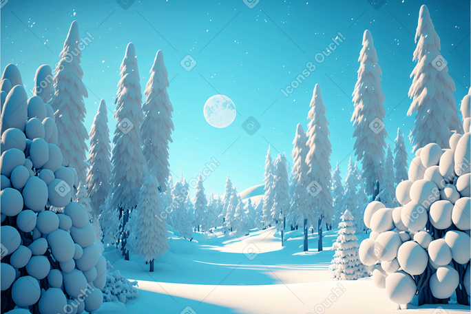 Fond de forêt d'hiver fantastique 3d PNG, SVG