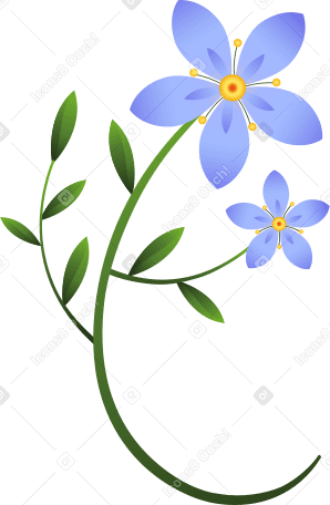 grande branche avec deux fleurs bleues PNG, SVG