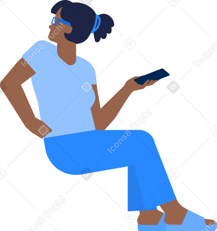 woman with smartphone sitting looking back в PNG, SVG