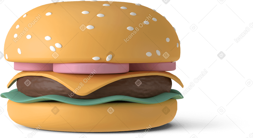 3D burger straight Illustration in PNG, SVG