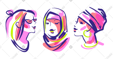 妇女节，多元化女性肖像 PNG, SVG