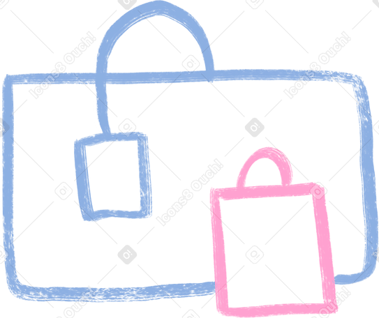blue and pink paper bags Illustration in PNG, SVG