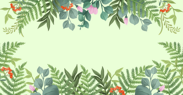 green twigs and red berries around the edges on green background PNG, SVG