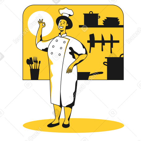 Chef in the kitchen Illustration in PNG, SVG
