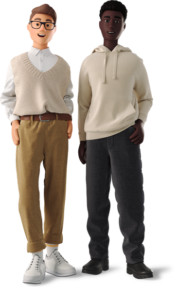 young men in casual clothes standing PNG, SVG
