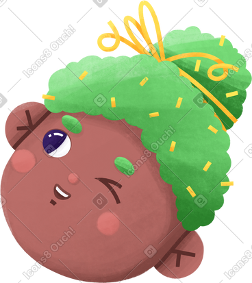 Girl with curly hair winks PNG, SVG