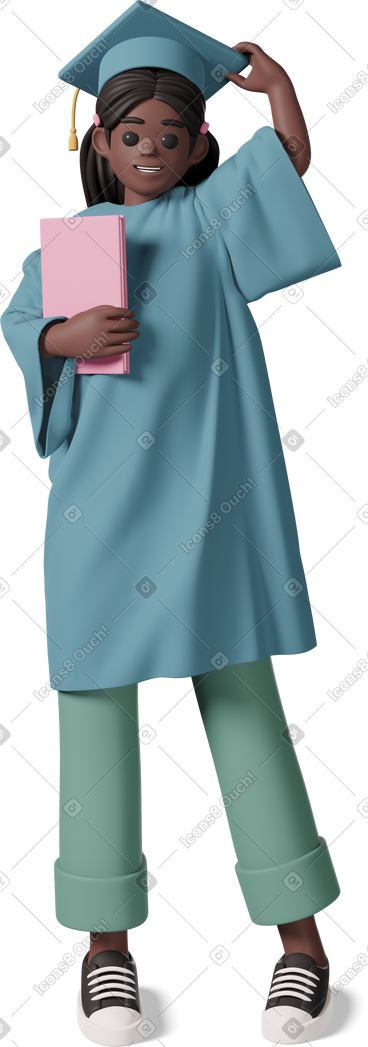 Graduate girl standing with diploma PNG, SVG