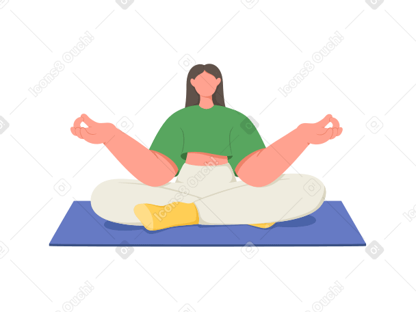 Ilustración animada de Mujer meditando en posición de loto en GIF, Lottie (JSON), AE