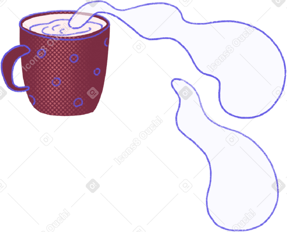 red mug with hot drink and steam PNG、SVG
