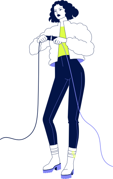 young woman with wires PNG, SVG