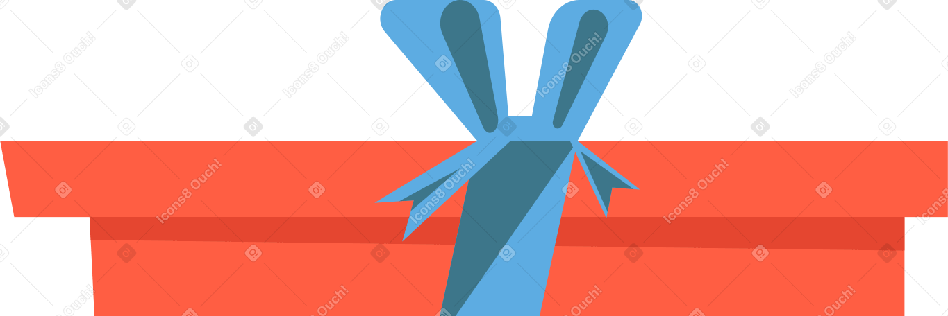 red box with blue bow Illustration in PNG, SVG