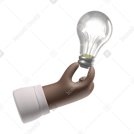 3D Hand holding a light bulb Illustration in PNG, SVG