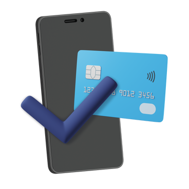 Successful mobile payment with bank card and check mark PNG, SVG