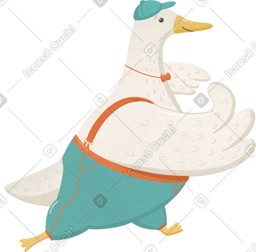 Goose in turquoise pants with suspenders PNG, SVG