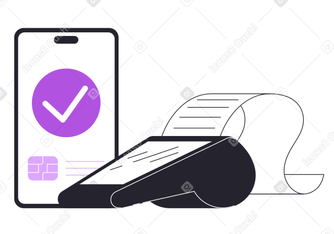 Contactless payment by mobile phone Illustration in PNG, SVG